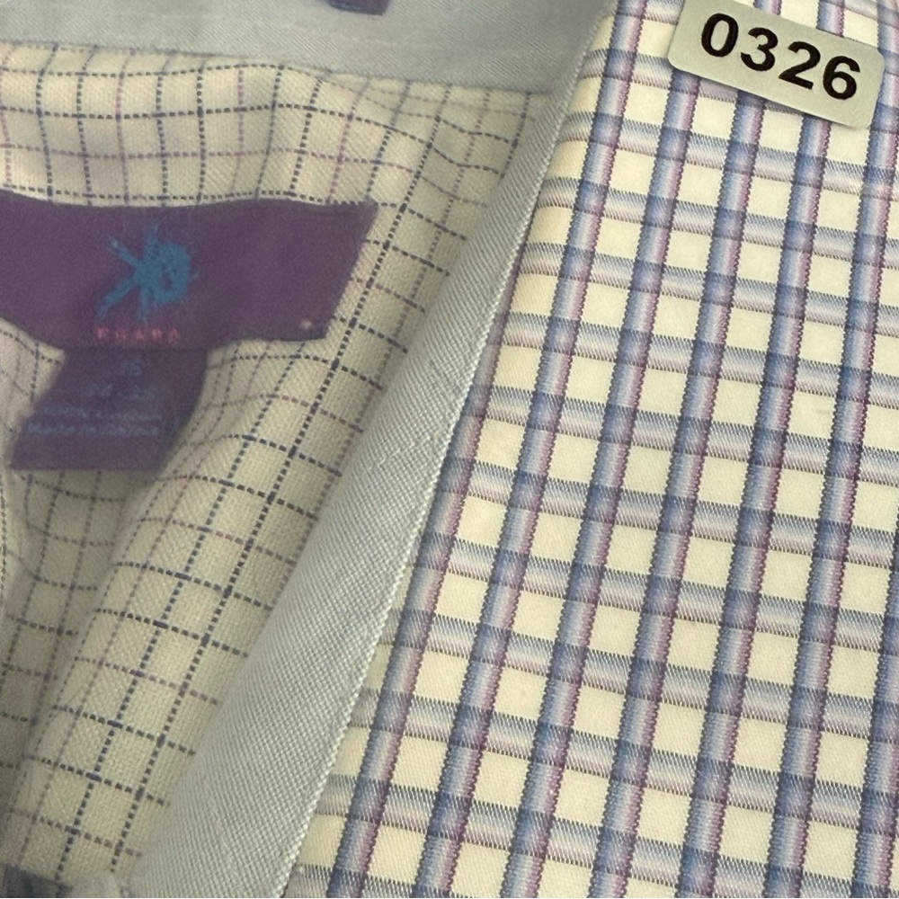 What’s Mens Blue Plaid Long Sleeve Collared‎ Button Up Dress Shirt Fitted Office - Picture 2 of 11